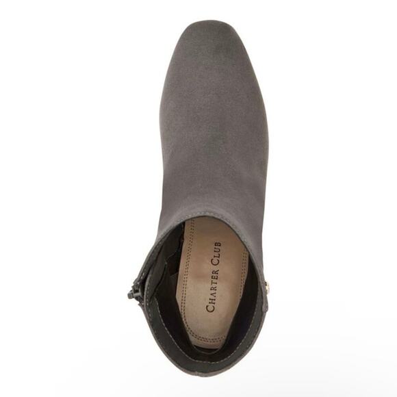 CHARTER CLUB Womens Gray Heatherr Almond Toe Block Heel Zip Up Booties Size 5.5 - Picture 3 of 4
